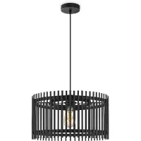 Home Sweet Home Boheemse Hanglamp - Bamboe Lampenkap - Rond - Zwart - Ø40 x 126 cm - E27 fitting - Ontworpen voor gebruik in slaapkamers en werkruimtes - Inclusief 1 meter kabel