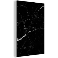 MuchoWow Aluminium schilderij 120x180 cm - Wanddecoratie metaal - Marmer look - Zwart - Luxe - Metalen muurdecoratie woonkamer - Decoratie industrieel - Foto op dibond - Industriële accessoires slaapkamer