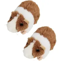 Inware pluche cavia knuffeldier - 2x - lichtbruin/wit - staand - 15 cm