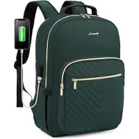 LOVEVOOK Rugzak voor dames, grote 15,6 inch laptoptas, rugzak, waterdicht, schoolrugzak, meisjes, tieners, dagrugzak, zwart, elegante rugzak, werktas voor school, universiteit, reizen, donkergroen