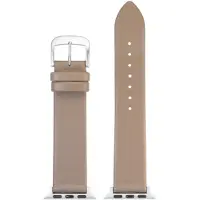 Eulit horlogeband geschikt voor Apple Watch 38/40/41 maat - Serie 1/2/3/4/5/6/7/8/9/10 + SE - nappa smart - 20 mm - taupe beige - metalen gesp - incl. adapter