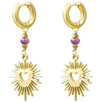 Yehwang Oorbellen goud - hart - bloem - stainless steel - waterproof - dames sieraden