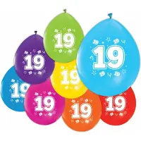 We Fiesta 24 Ballonnen 12″ 2 Zijdig bedrukt 19 jaar - Versiering Slinger Feestdecoratie Decoratie Verjaardag Jubileum Ballon Feest