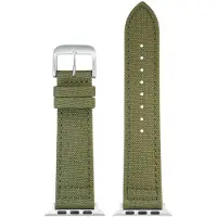 Eulit horlogeband geschikt voor Apple Watch 38/40/41 maat - Serie 1/2/3/4/5/6/7/8/9/10 + SE - canvas Smart - 20 mm - olijf groen olijfgroen - edelmetaal metalen gesp GLANZEND - incl. adapter