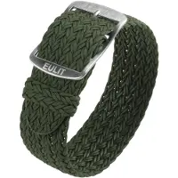 Eulit horlogeband - perlon - 22 mm - olijfgroen groen - metalen gesp