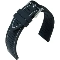 Eulit horlogeband - siliconen - 20 mm - zwart - metalen gesp