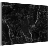 MuchoWow Aluminium schilderij 180x120 cm - Wanddecoratie metaal - Marmer look - Luxe - Zwart - Metalen muurdecoratie woonkamer - Decoratie industrieel - Foto op dibond - Industriële accessoires slaapkamer
