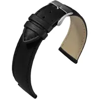 Eulit horlogeband - leer - 18 mm - zwart - metalen gesp