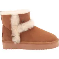 Warmbat Boots Women Wallaby Suede Double Faced Plateau Wool Cognac-Schoenmaat 41