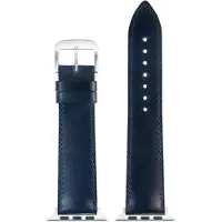Eulit leer horlogeband geschikt voor Apple Watch 42/44/45/46 maat - Serie 1/2/3/4/5/6/7/8/9/10 + SE - shell cordovan smart - 22 mm - blauw - metalen mat gesp - incl. adapter