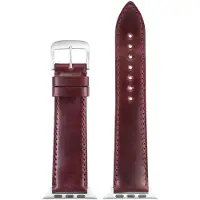 Eulit leer horlogeband geschikt voor Apple Watch 42/44/45/46 maat - Serie 1/2/3/4/5/6/7/8/9/10 + SE - shell cordovan smart - 22 mm - bordeaux - metalen gesp - incl. adapter