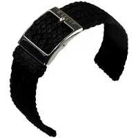 Eulit horlogeband - perlon - 18 mm - zwart - metalen gesp