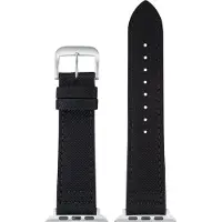 Eulit horlogeband geschikt voor Apple Watch 42/44/45/46 maat - Serie 1/2/3/4/5/6/7/8/9/10 + SE - canvas Smart - 22 mm - zwart - metalen mat gesp - incl. adapter