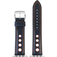 Eulit horlogeband geschikt voor Apple Watch 38/40/41 maat - Serie 1/2/3/4/5/6/7/8/9/10 + SE - racing smart - 20 mm - zwart oranje - metalen gesp - incl. adapter