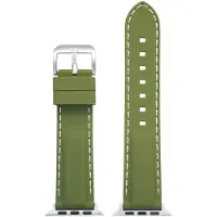 Eulit siliconen horlogeband geschikt voor Apple Watch 42/44/45/46 - Serie 1/2/3/4/5/6/7/8/9/10 + SE - silicon sport smart - 22 mm - olijf groen - metalen zwart gesp - incl. adapter