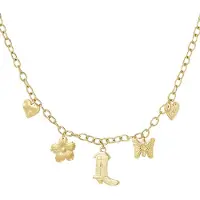 Yehwang Bedelketting - cowboylaars - waterproof - stainless steel - Goud- dames sieraden - Vlinder, Bloem, Hartje, Cowboylaars