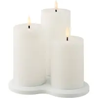 Lumineo Oplaadbare led kaarsen | 7,5 x 10 cm, 12,5 cm, 17 cm | Wit | 3D vlam | 3 stuks |