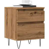 vidaXL Nachtkastje 40x35x50 cm bewerkt hout artisanaal eikenkleur