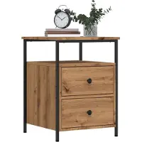 vidaXL Nachtkastjes 2 st 44x45x60cm bewerkt hout artisanaal eikenkleur