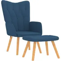vidaXL Relaxstoel met voetenbank stof blauw