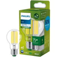 Philips Ultra Efficient LED lamp Transparant - 75 W - E27 - Koelwit licht