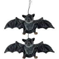 Merkloos Set van 2x stuks pluche knuffel dieren Vleermuis van 36 cm - Knuffel boederijdieren