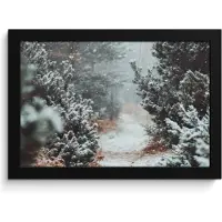 PosterMonkey Poster in lijst - Fotolijst 30x20 cm - Posters - Bos - Winter - Bomen - Natuur - Pad - Sneeuw - Posterlijst zwart - Decoratie - Wanddecoratie woonkamer - Muurdecoratie slaapkamer
