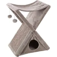 Flamingo - Greta Scratching Post Fold-out w/Cave - Grey