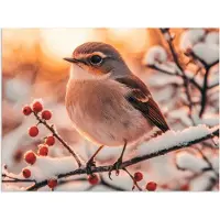PosterMonkey Poster 40x30 cm - Vogel - Tak - Winter - Dieren - Sneeuw - Posters - Kamer decoratie - Wanddecoratie woonkamer - Muurdecoratie slaapkamer