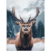PosterMonkey Poster 30x40 cm - Hert - Dieren - Landschap - Winter - Sneeuw - Posters - Kamer decoratie - Wanddecoratie woonkamer - Muurdecoratie slaapkamer