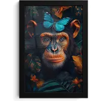 PosterMonkey Poster in lijst - Fotolijst 20x30 cm - Posters - Chimpansee - Aap - Natuur - Blauwe vlinder - Posterlijst zwart - Decoratie - Wanddecoratie woonkamer - Muurdecoratie slaapkamer