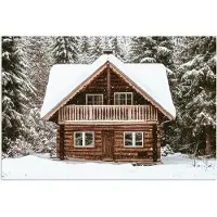 PosterMonkey Poster 30x20 cm - Huis - Bos - Winter - Natuur - Sneeuw - Posters - Kamer decoratie - Wanddecoratie woonkamer - Muurdecoratie slaapkamer