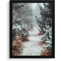 PosterMonkey Poster in lijst - Fotolijst 30x40 cm - Posters - Bos - Winter - Bomen - Natuur - Pad - Sneeuw - Posterlijst zwart - Decoratie - Wanddecoratie woonkamer - Muurdecoratie slaapkamer