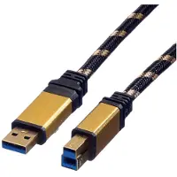 Roline USB-A naar USB-B kabel - USB3.0 - tot 2A / zwart - 0,80 meter