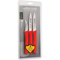 Arcos Messenset Mondadores Nova 189622, roestvrij staal Nitrum en mango in rood, polypropyleen. 3 stuks, verpakt in blisterverpakking
