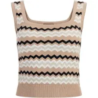 Faina Gebreide top beige / zwart / wit