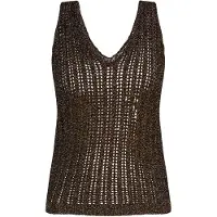 Faina Gebreide top goud / zwart