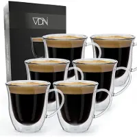VDN Dubbelwandige theeglazen koffieglazen met oor - Cappuccino glazen - Warme en koude dranken koffietas