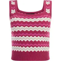 Faina Gebreide top beige / fuchsia / donkerroze / wit