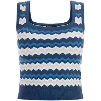 Faina Gebreide top navy / turquoise / opaal / wit