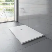 Sanexo Douchebak Wit Natuursteen Look Violet Rechthoek 100x90 Polystone (exclusief Sifon)