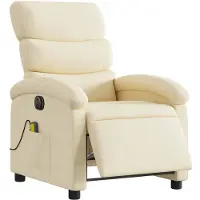 vidaXL Massagestoel elektrisch verstelbaar stof crèmekleurig