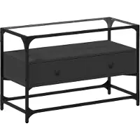 vidaXL Tv-meubel met glazen blad 80x35x51 cm bewerkt hout zwart