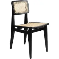 Gubi C-Chair stoel black stained oak, rotan