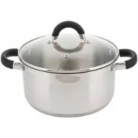 KINGHOFF KH-4346 kookpan met glazen deksel RVS 24 x 13.5 cm 6L zilver