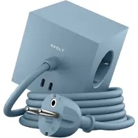 Avolt Square 1 Verlengsnoer Met Usb-c / Magneet 1,8 m Haaienblauw - Lampsnoeren & lampverlengstukken Kunststof Shark Blue - SQ1-EUFC20-18SHB