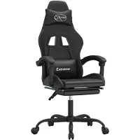 vidaXL Gaming stoel met voetsteun, draaibaar, zwart, kunstleer