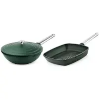 WESTINGHOUSE Pannenset Performance (Wokpan + Grillpan) ø 28 cm - Groen - Inductie en alle andere warmtebronnen