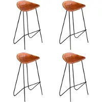 vidaXL Barstoelen 4 st echt leer bruin