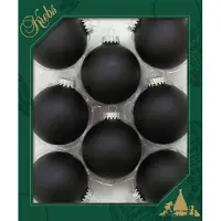 Krebs Kerstballen - 16x - velvet zwart mat - glas - 7 cm - luxe kerstversiering